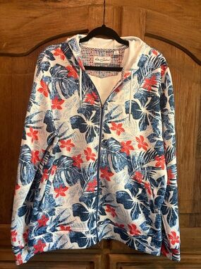Robert Graham White Hoodie with Blue & Red Floral Print